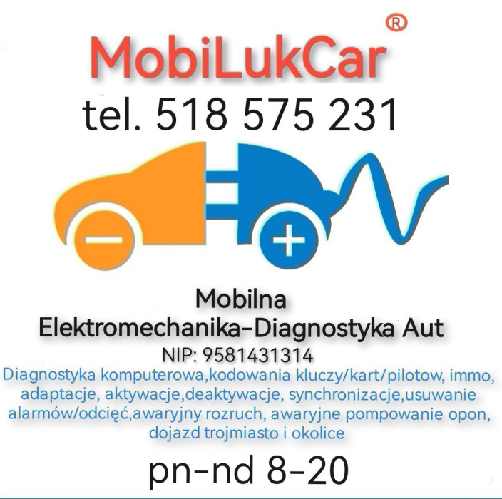 MobiLukCar Mobilna Elektromechanika-diagnostyka aut pn-nd immo,alarmy