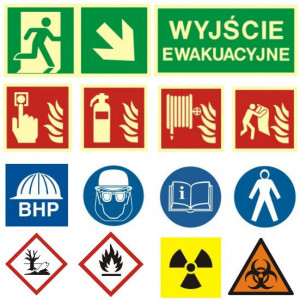 Znaki ewakuacyjne, przeciwpożarowe