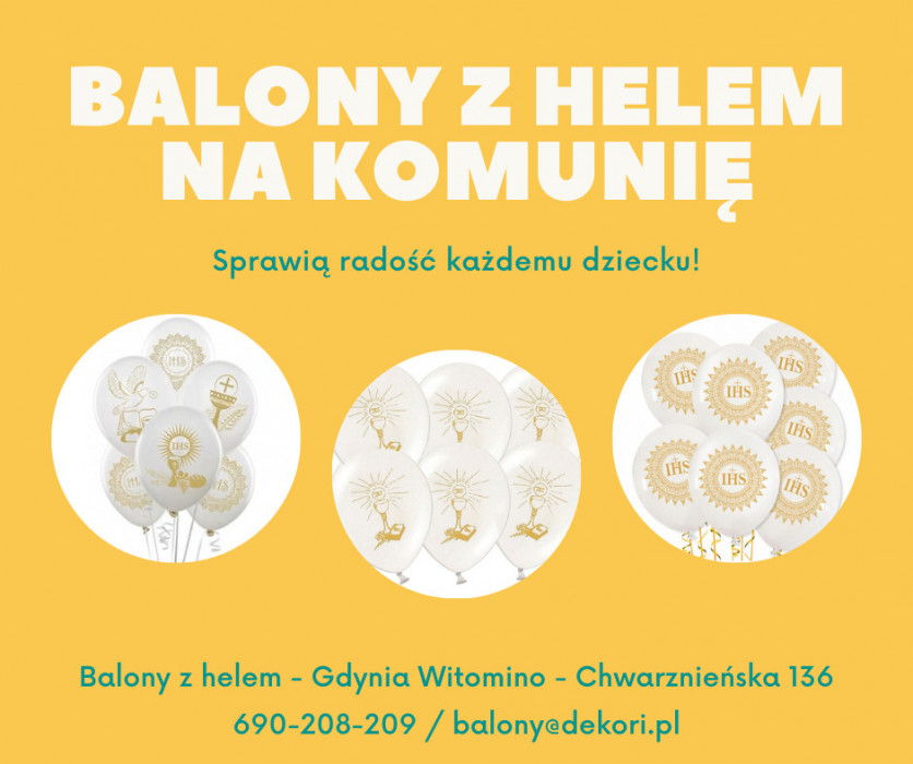 Balony z helem na komunię Gdynia Sopot Gdańsk Trójmiasto