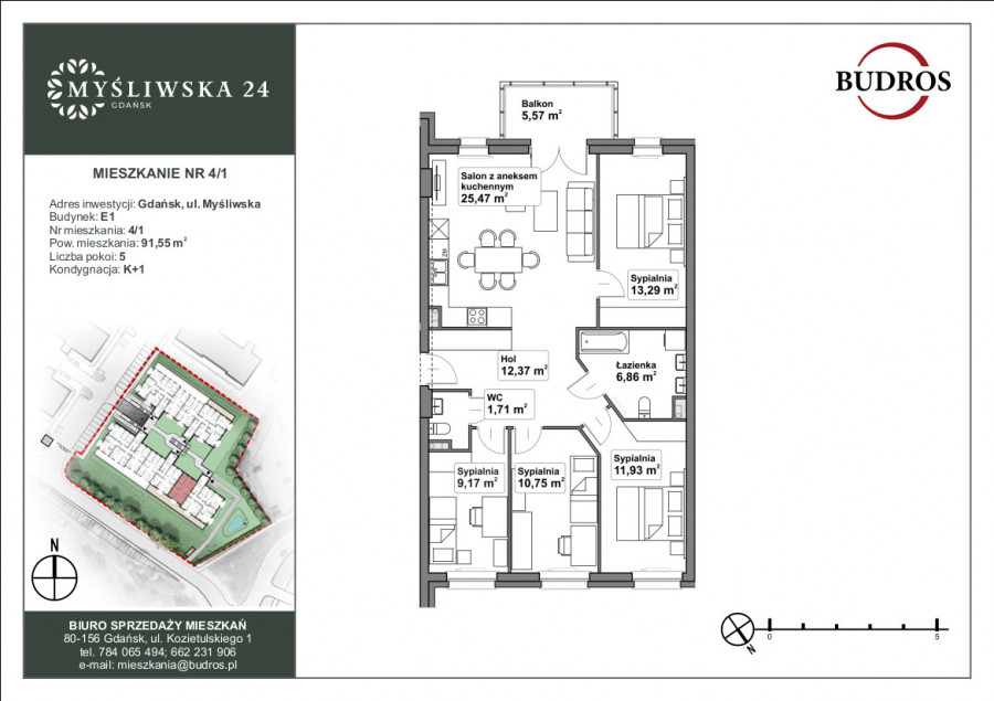 Mieszkanie z balkonem E1 4/1, Myśliwska 24, 91,55 m²: zdjęcie 89641967