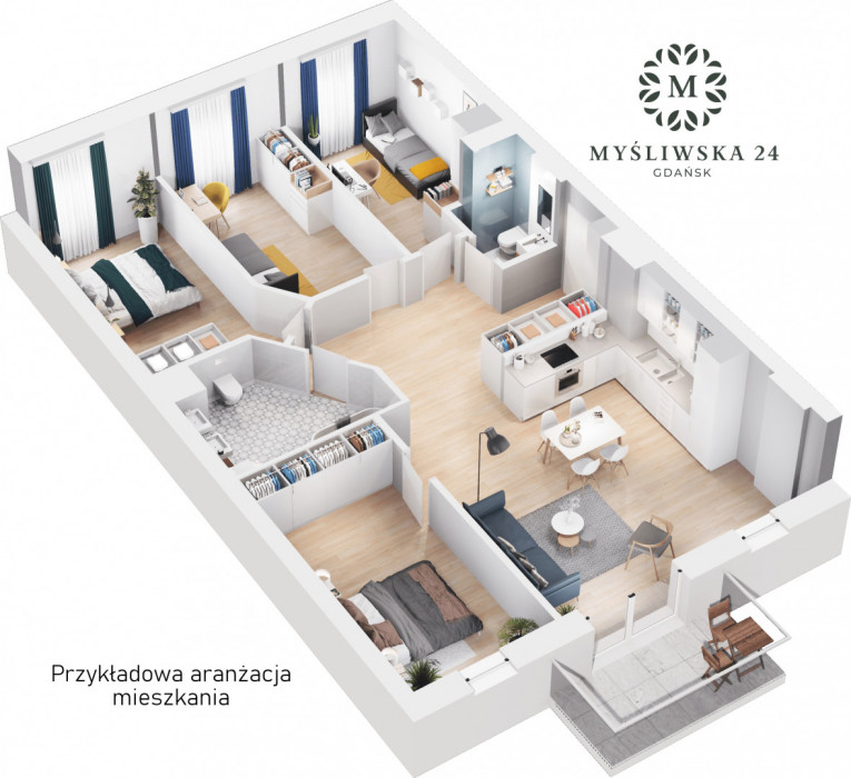Mieszkanie z balkonem E1 4/1, Myśliwska 24, 91,55 m²: zdjęcie 89641968