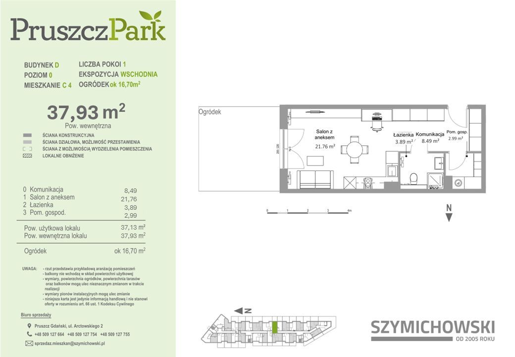 Pruszcz Park D C.4 mieszkanie 1-pokojowe na parterze: zdjęcie 94060034