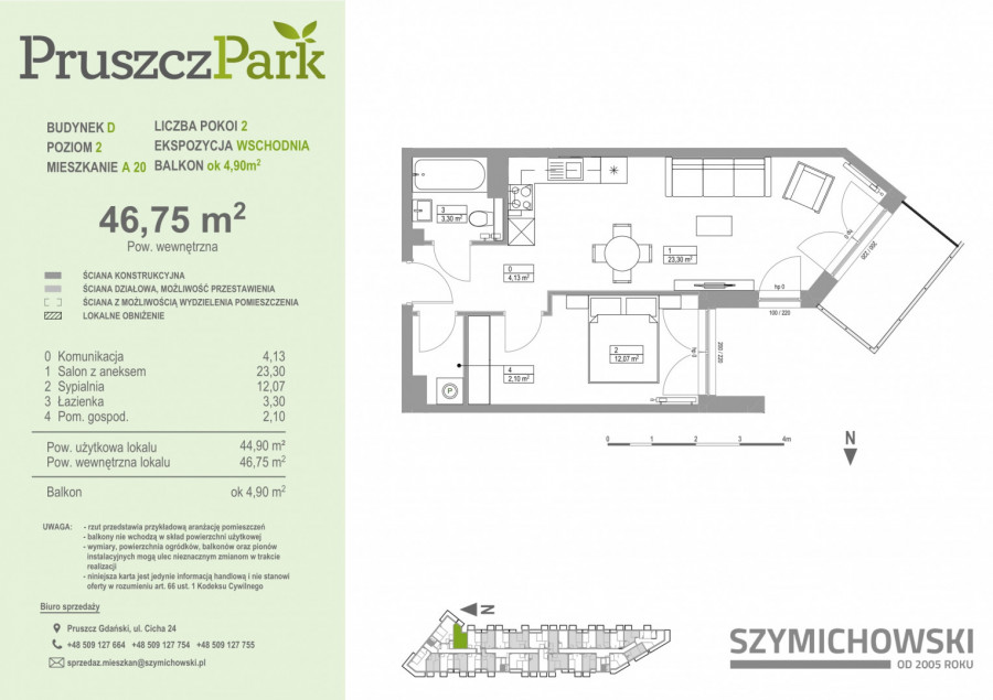 Pruszcz Park D A.20 mieszkanie 2-pok na II piętrze: zdjęcie 88672621