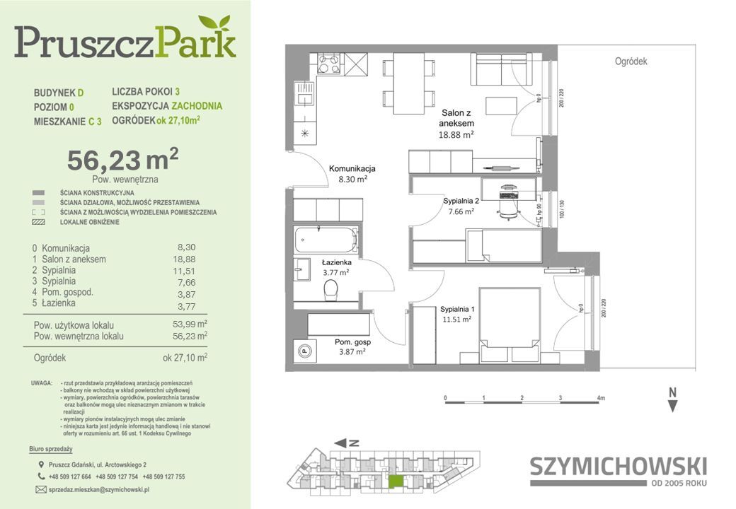 Pruszcz Park D - C.3 mieszkanie 3-pok na parterze z ogródkiem: zdjęcie 94060013