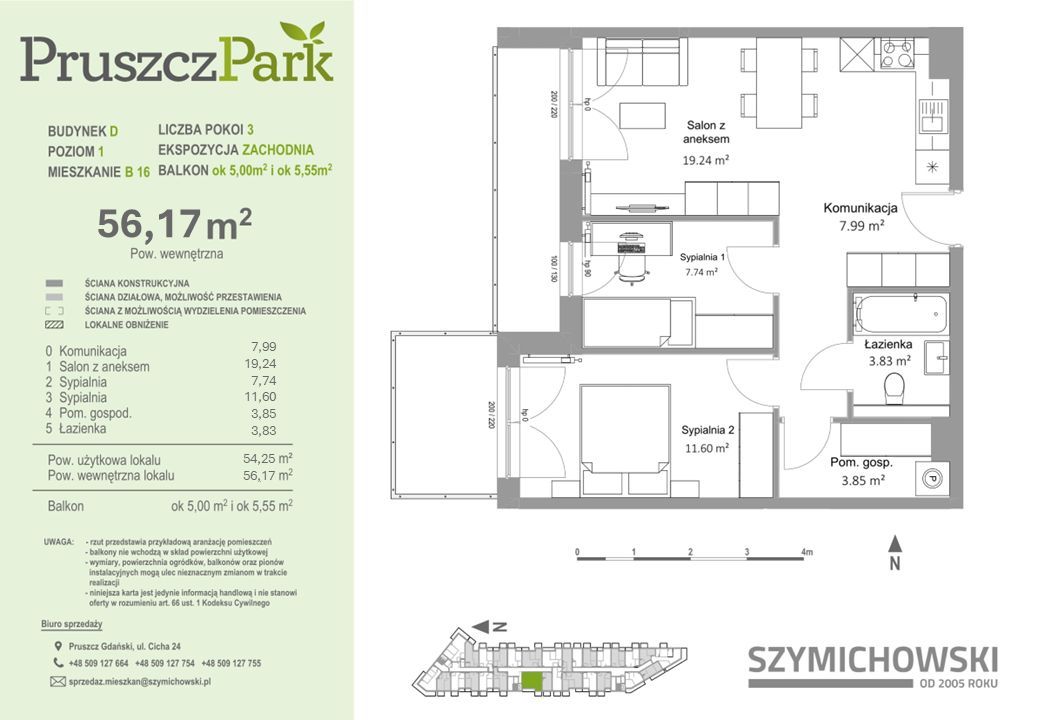 Pruszcz Park D - B.16 mieszkanie 3-pok na I piętrze: zdjęcie 94059956