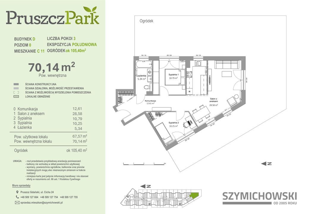 Pruszcz Park D - C.11 południowe mieszkanie 3-pok z ogródkiem: zdjęcie 94060051