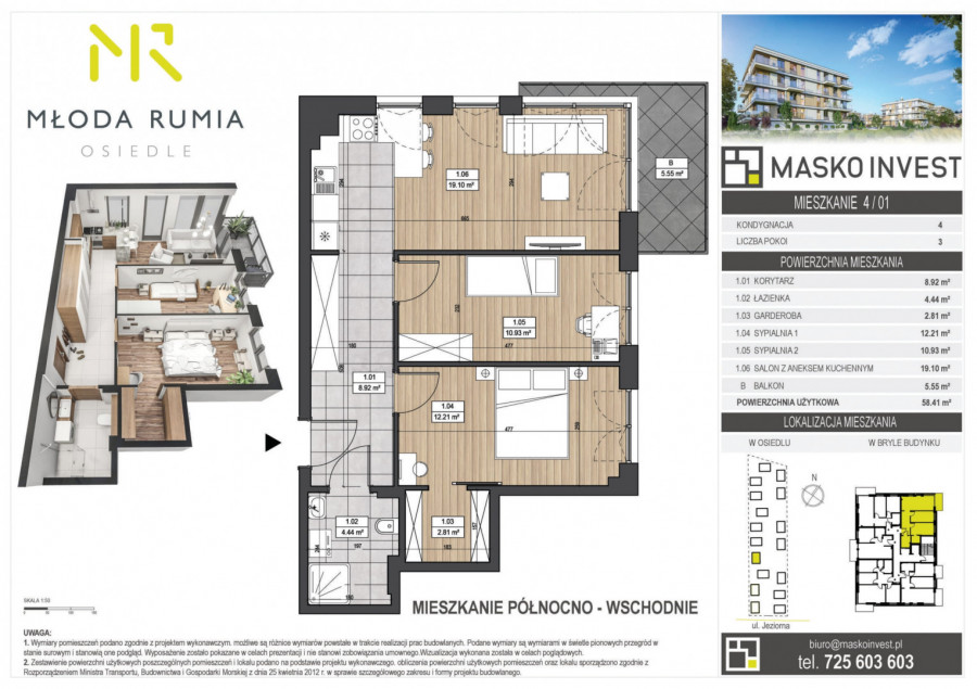 Młoda Rumia, gotowe do odbioru 58 m2 4 piętro
