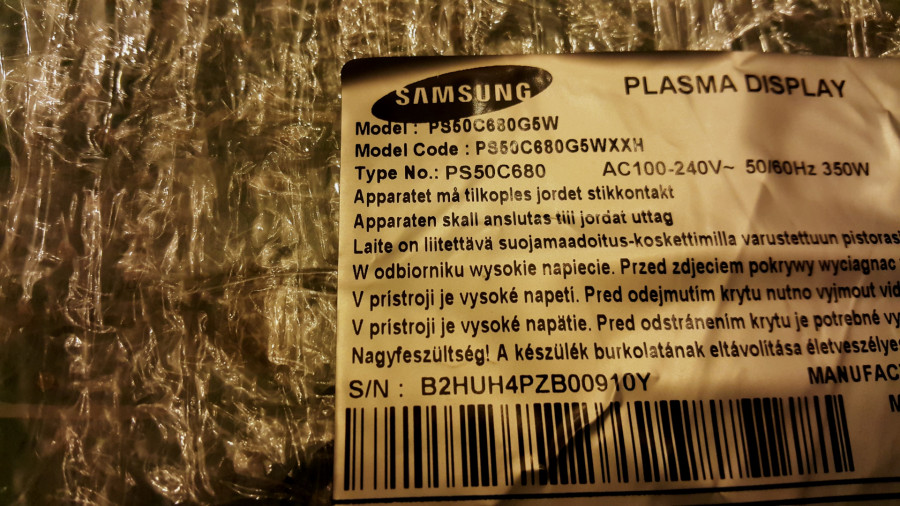Samsung plazma PS-50C680 części podzespoły