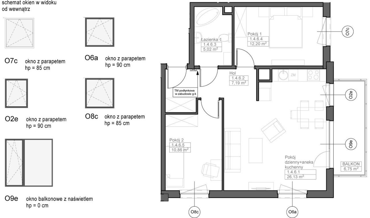 INPRO S.A. - OPTIMA - mieszkanie 3-pok. 61.32 m2: zdjęcie 94259368