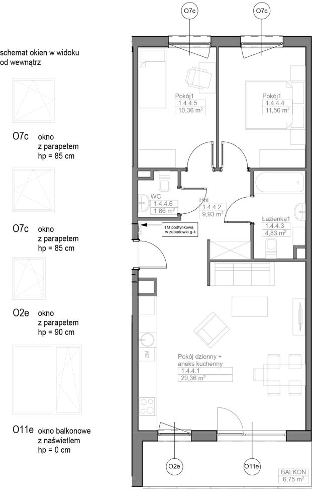 INPRO S.A. - OPTIMA - mieszkanie 3-pok. 68.07 m2 łazienka i oddzielna toaleta: zdjęcie 94259963