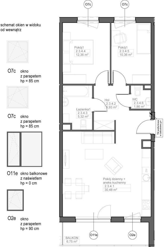 INPRO S.A. - OPTIMA - mieszkanie 3-pok. 70.39 m2 łazienka i oddzielna toaleta: zdjęcie 94260081