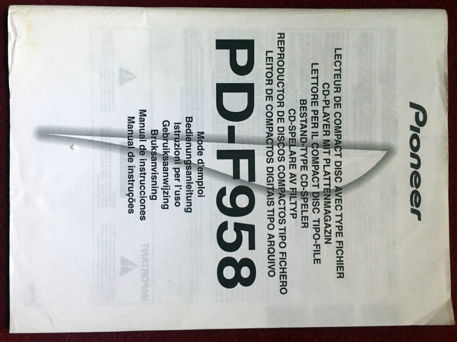 Instrukcja Obsługi Zmieniarka CD Pioneer PD-F958