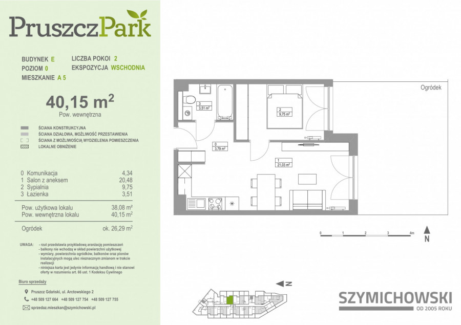 Pruszcz Park E - A.5 - mieszkanie 2-pok 40 m2 z ogródkiem: zdjęcie 89529413