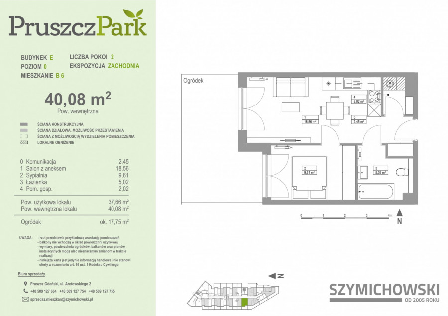 Pruszcz Park E - B.6 - mieszkanie 2-pok 40 m2 z ogródkiem: zdjęcie 89529601