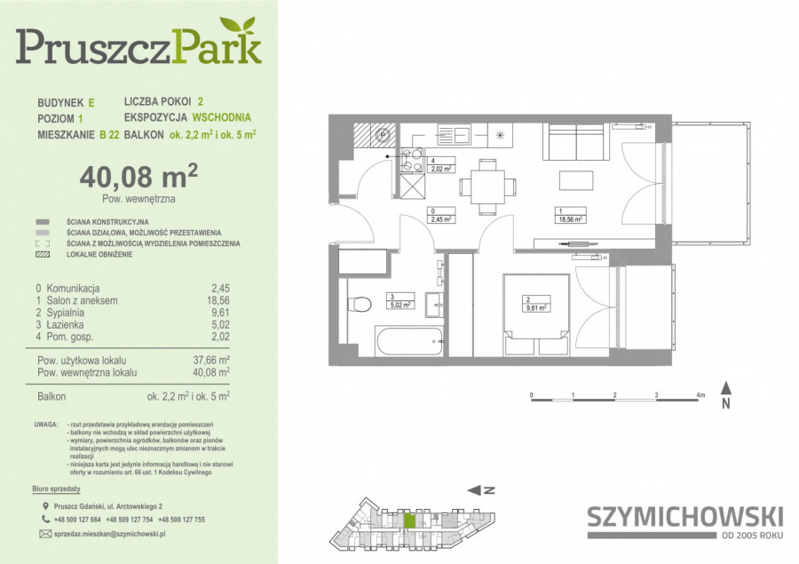 Pruszcz Park E - B.22 - mieszkanie 2-pok 40 m2 z balkonem: zdjęcie 89537529