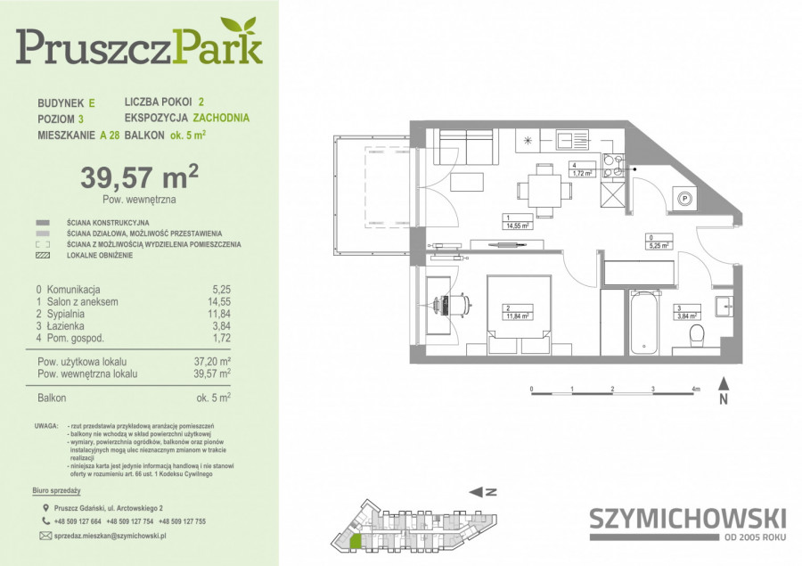 Pruszcz Park E - A.28 - mieszkanie 2-pok 40 m2 z balkonem: zdjęcie 89539261