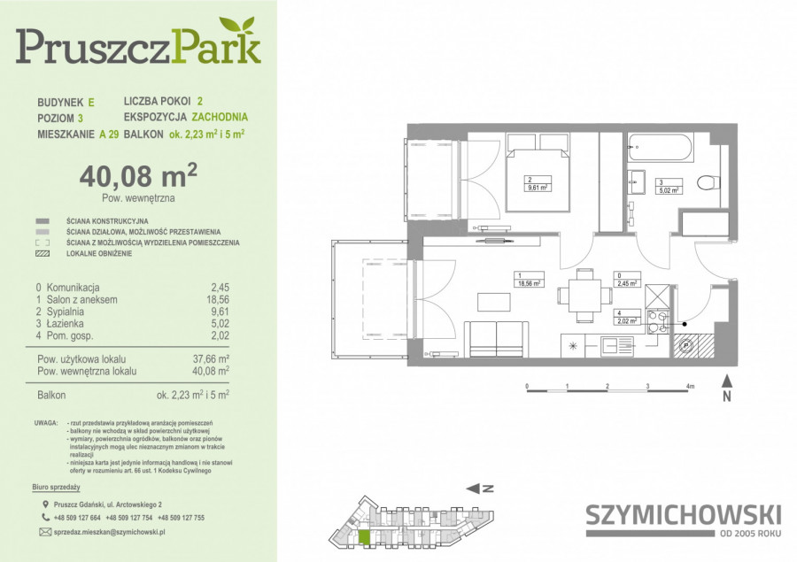 Pruszcz Park E - A.29 - mieszkanie 2-pok 40 m2 z balkonem: zdjęcie 89539269