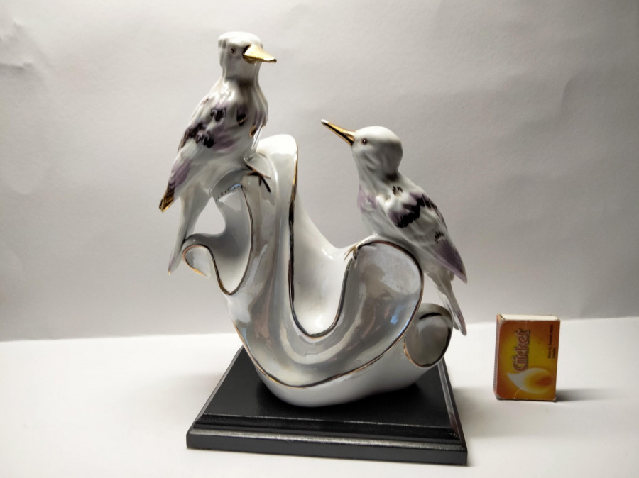 Duża figura porcelana 2 ptaki pozłacana - Idealna na prezent. Tanio!
