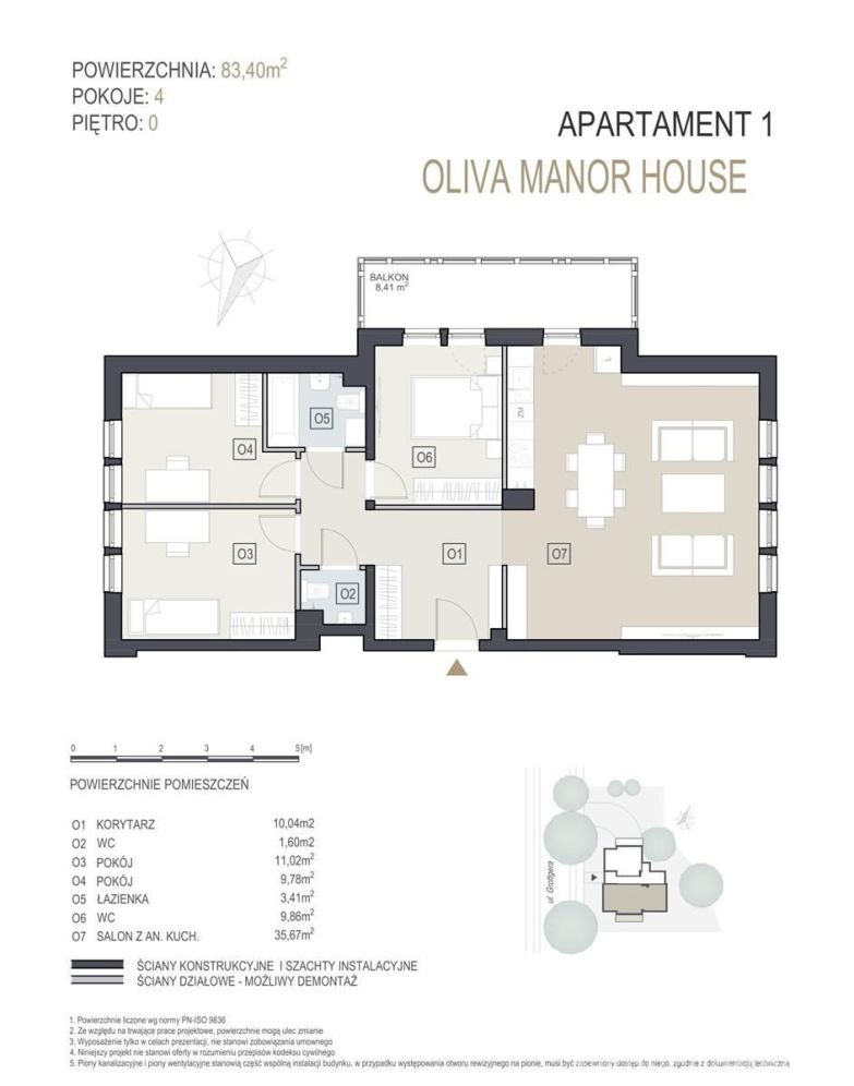 Apartament na sprzedaż Gdańsk Oliwa 3 pokoje 83m2: zdjęcie 93528507