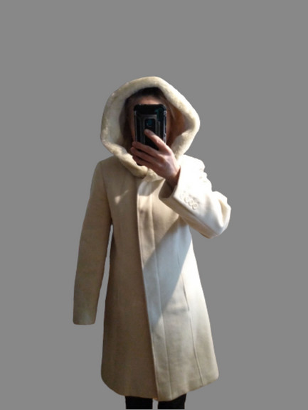 Elegancki zimowy, ciepły płaszcz, wełniany, wełna z kapturem, R: 36-38: zdjęcie 90612249