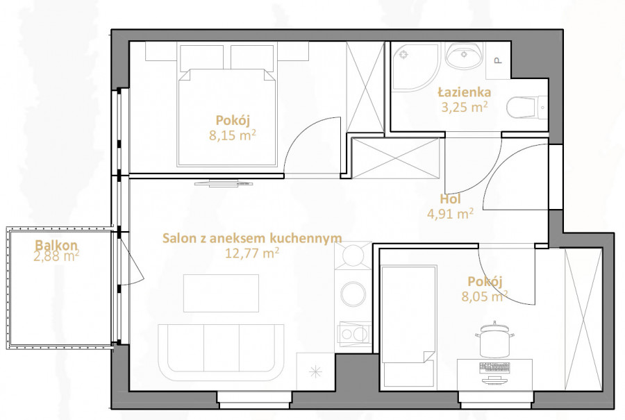 Osiedle Tres - Mieszkanie 3 pokojowe z balkonem - B1 M20: zdjęcie 91174959