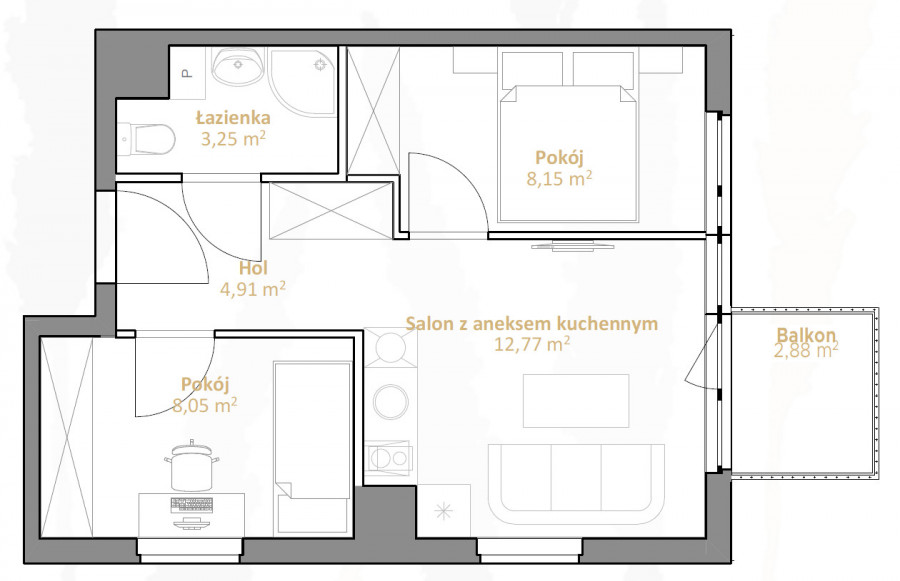 Osiedle Tres - Mieszkanie 3 pokojowe z balkonem - B1 M41: zdjęcie 91184216