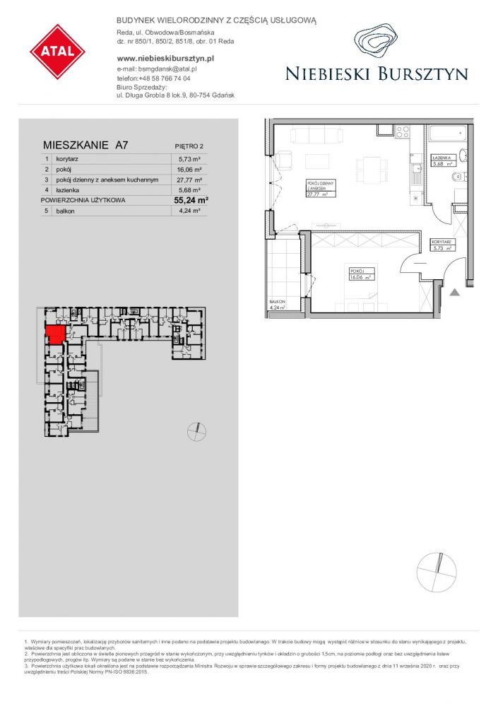 Niebieski Bursztyn Reda, mieszkanie A7 55.2m<sup>2</sup> - ATAL: zdjęcie 93357033