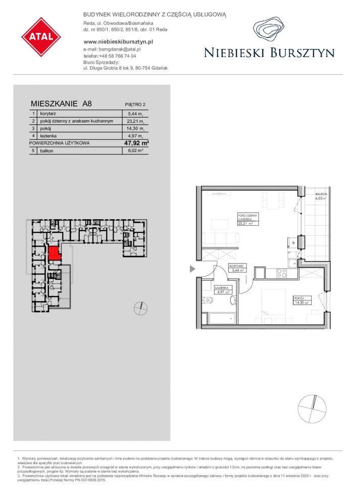 Niebieski Bursztyn Reda, mieszkanie A8 47.9m<sup>2</sup> - ATAL: zdjęcie 93357034