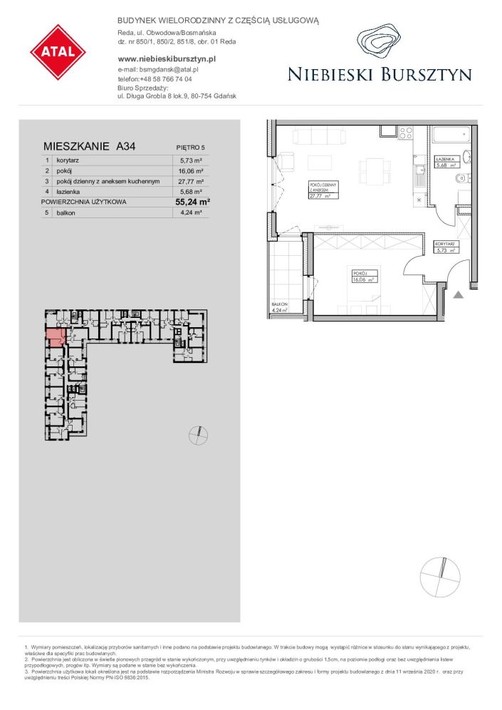 Niebieski Bursztyn Reda, mieszkanie A34 55.2m<sup>2</sup> - ATAL: zdjęcie 94196515