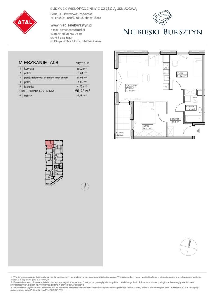 Niebieski Bursztyn Reda, mieszkanie A96 56.2m<sup>2</sup> - ATAL: zdjęcie 94152300