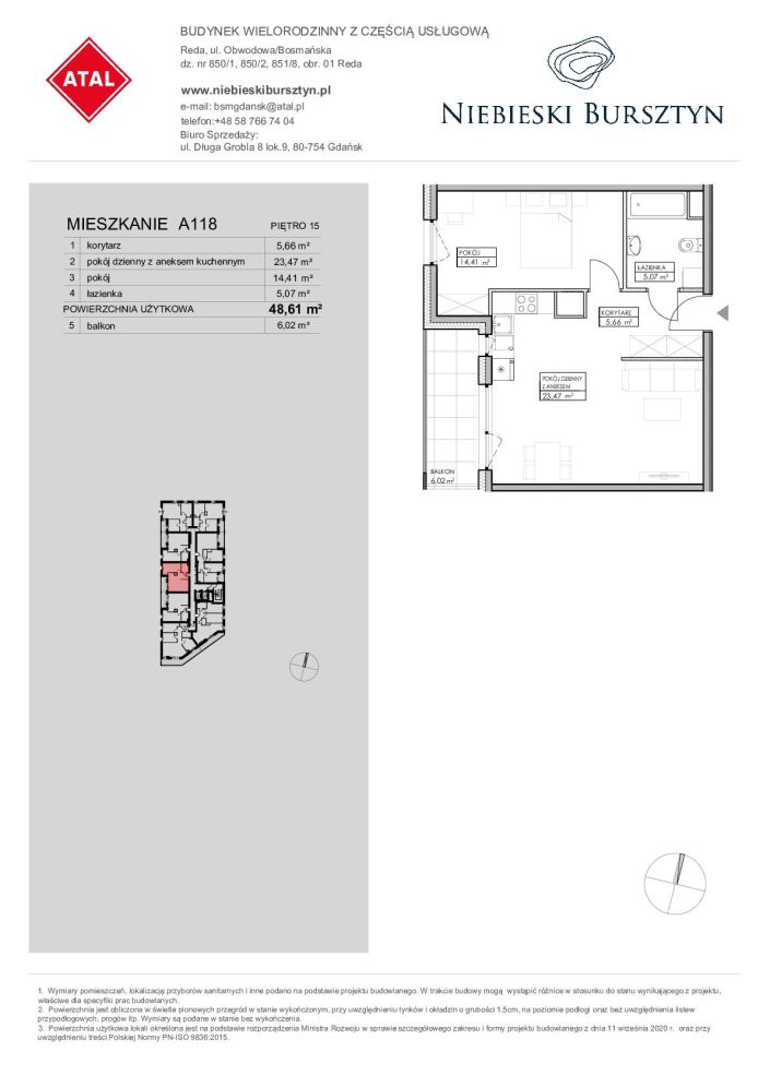 Niebieski Bursztyn Reda, mieszkanie A118 48.6m<sup>2</sup> - ATAL: zdjęcie 94152552