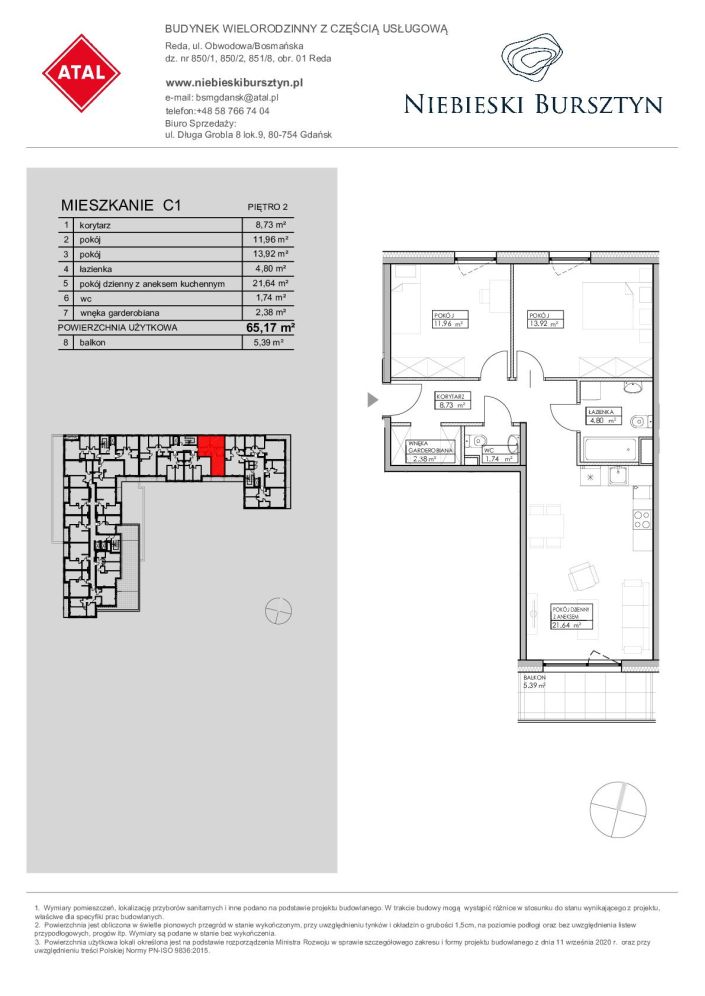 Niebieski Bursztyn Reda, mieszkanie C1 65.2m<sup>2</sup> - ATAL: zdjęcie 94153033