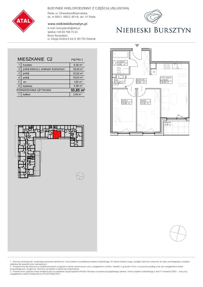 Niebieski Bursztyn Reda, mieszkanie C2 53.9m<sup>2</sup> - ATAL: zdjęcie 94153061