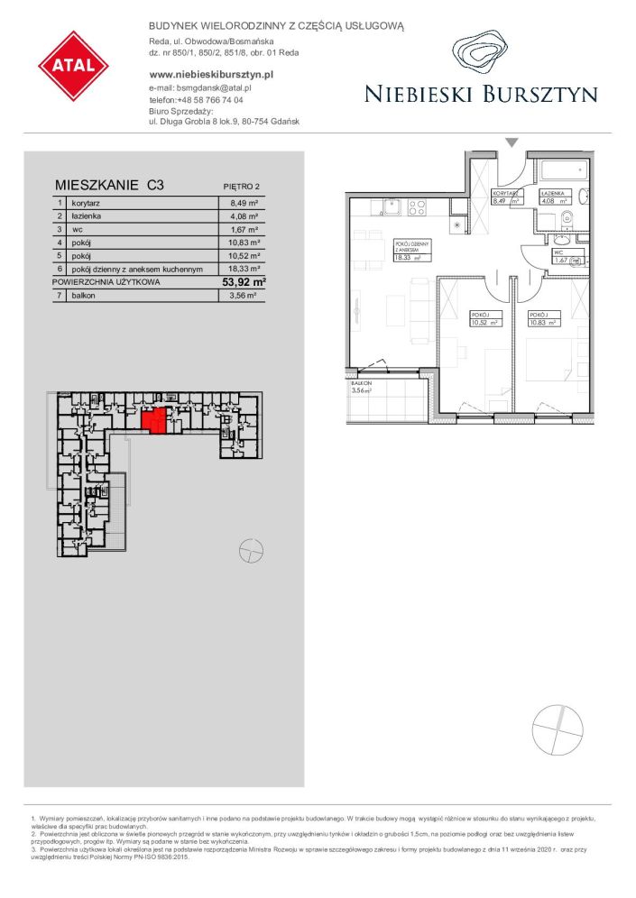 Niebieski Bursztyn Reda, mieszkanie C3 53.9m<sup>2</sup> - ATAL: zdjęcie 94153084