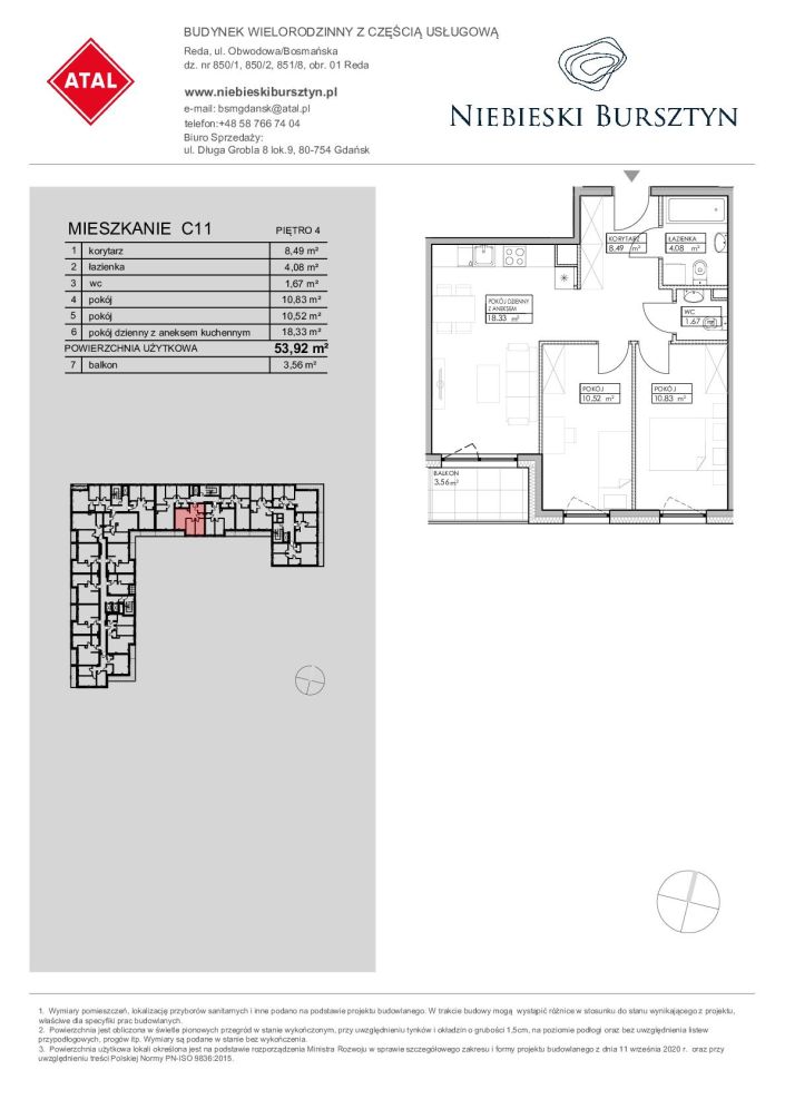 Niebieski Bursztyn Reda, mieszkanie C11 53.9m<sup>2</sup> - ATAL: zdjęcie 94153224