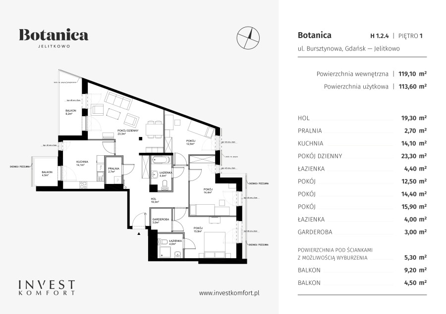 Mieszkanie Botanica Jelitkowo H1.2.4: zdjęcie 92634704