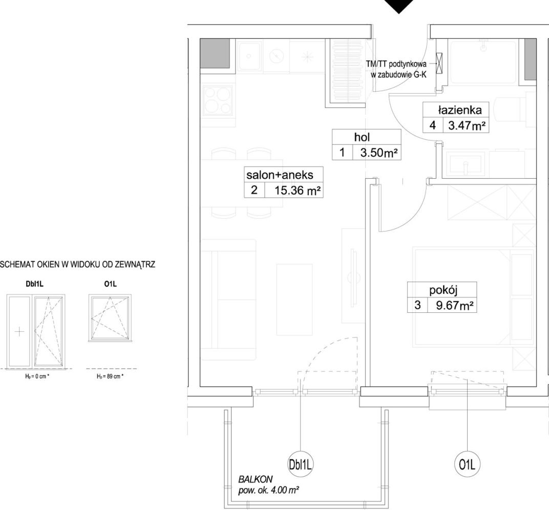 INPRO S.A. - Atut - mieszkanie 2-pok. 32.00 m2 mieszkania inwestycyjne: zdjęcie 94242286