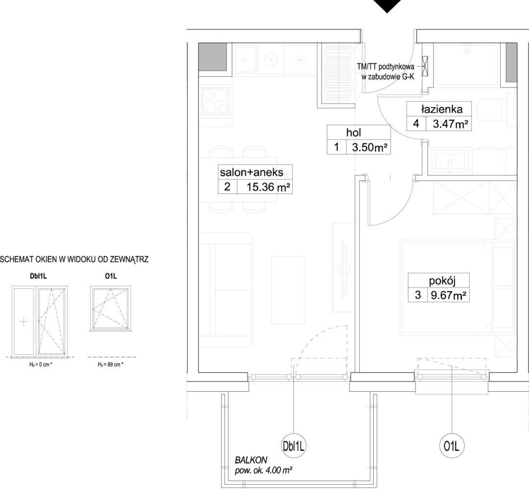 INPRO S.A. - Atut - mieszkanie 2-pok. 32.00 m2 mieszkania inwestycyjne: zdjęcie 94242362
