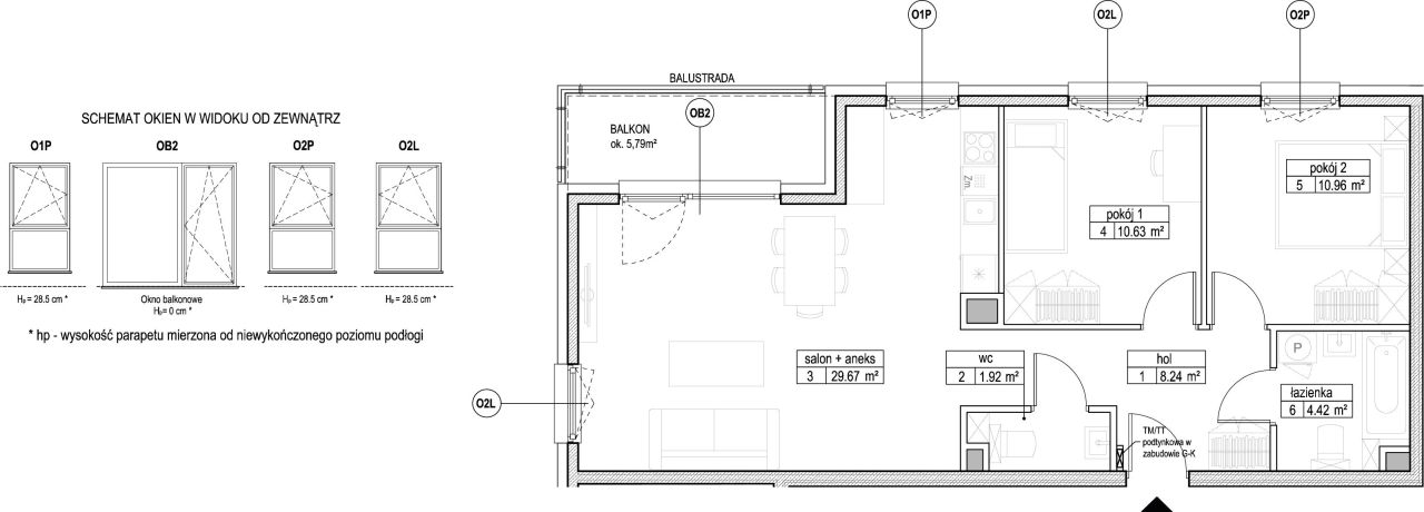 INPRO S.A. - Atut - mieszkanie 3-pok. 65.84 m2 łazienka i oddzielna toaleta: zdjęcie 94243088
