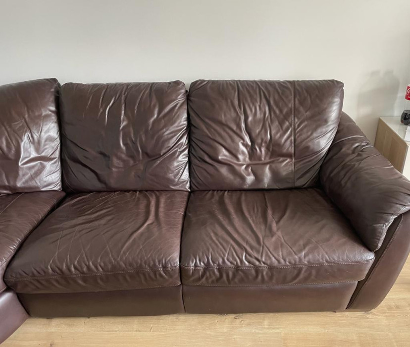Sofa kanapa narożnik skórzany brązowy + pufa Alvros IKEA: zdjęcie 91754337