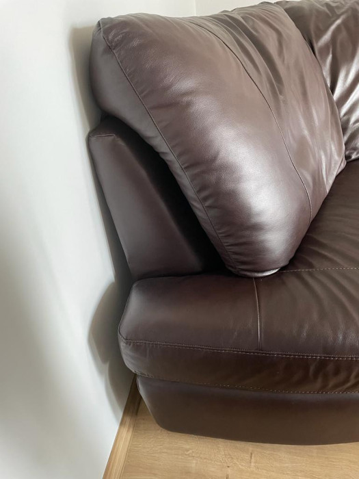 Sofa kanapa narożnik skórzany brązowy + pufa Alvros IKEA: zdjęcie 91754338