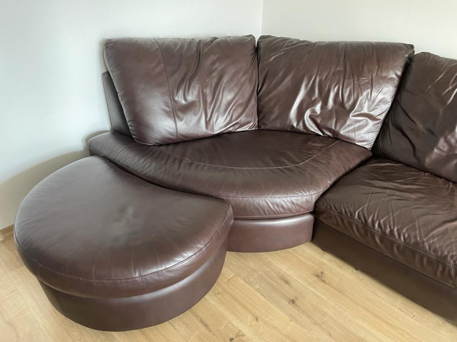 Sofa kanapa narożnik skórzany brązowy + pufa Alvros IKEA: zdjęcie 91754339
