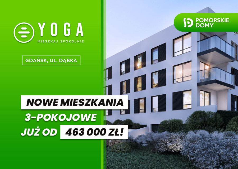 YOGA - nowe mieszkanie 3-pokojowe (52,11 m2) z balkonem!