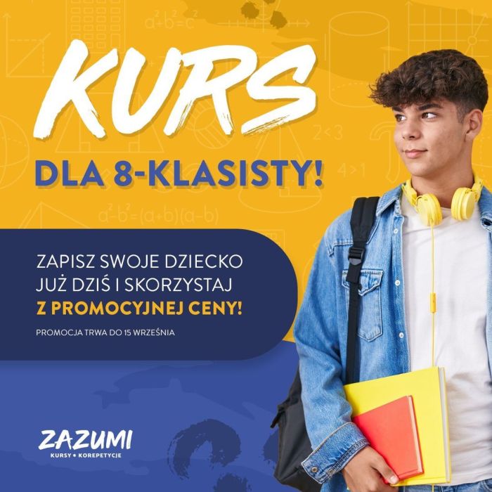 Zapisz się na kurs 8-klasisty z Zazumi do 15.09 skorzystaj ze zniżki!