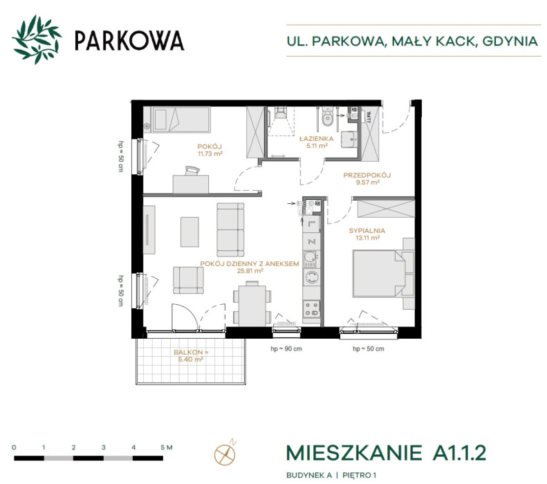 Parkowa Gdynia - 3 pokoje - mieszkanie A1.1.2: zdjęcie 91947401