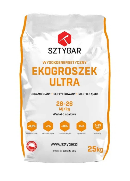 Ekogroszek Sztygar Ultra workowany ok. 28 MJ Bez spieków i kamienia!!