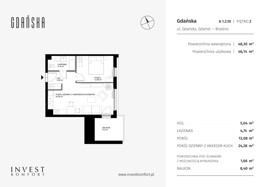 Mieszkanie Gdańsk Gdańska B2.1.10: zdjęcie 94599533