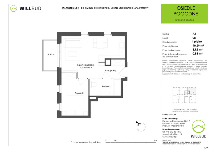 Mieszkanie 40,33m2 w Pucku -Osiedle Pogodne A1/P1/08: zdjęcie 92180827