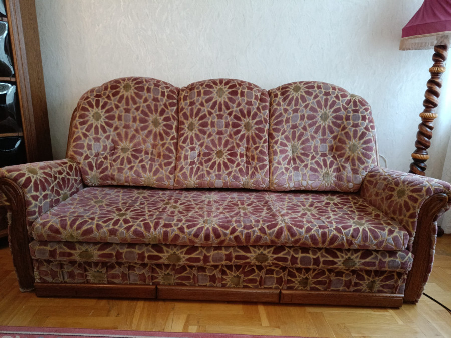 sofa kanapa 3-osobowa dębowa z funkcją spania