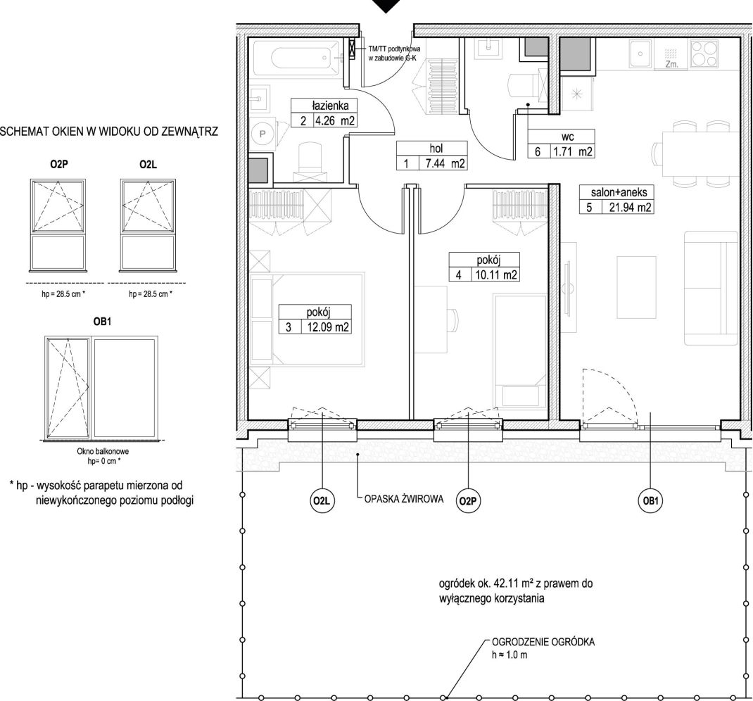 INPRO S.A. - Atut - mieszkanie 3-pok. 57.55 m2 ogródek, łazienka i oddzielna toaleta: zdjęcie 94244419